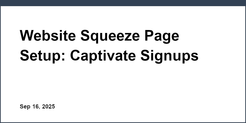 Thumbnail for: Website Squeeze Page Setup: Captivate Signups