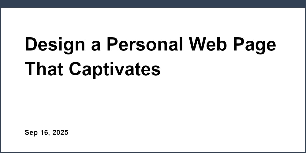 Thumbnail for: Design a Personal Web Page That Captivates