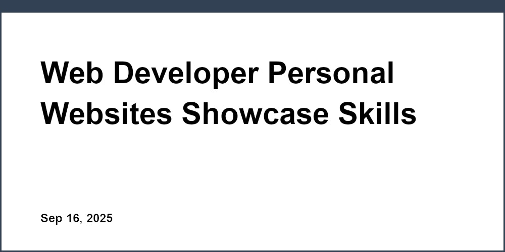Thumbnail for: Web Developer Personal Websites Showcase Skills and Attract Opportunities